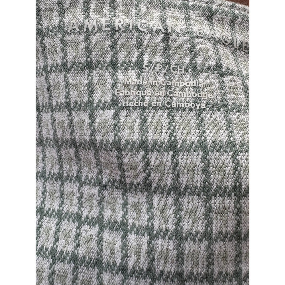 American Eagle Crop Top‎ Tank Women's Small Preppy Green Checkered Pattern - Picture 5 of 5